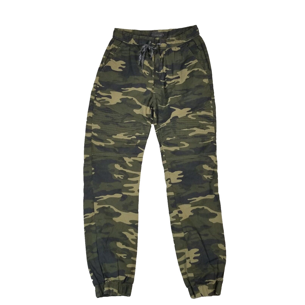 Steve's jeans jogger pants men's small green camo lightweight flex stretch stack